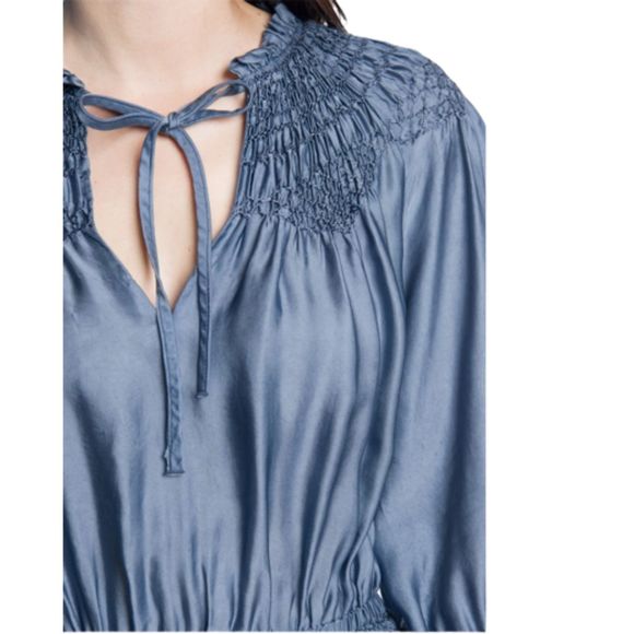 Frye Anthro Cara Smocked Embroidered Tunic Dress - Picture 8 of 8